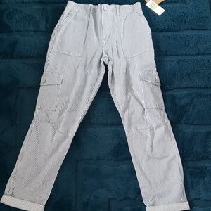 Dickies Women's Blue and White Striped Cargo Pants